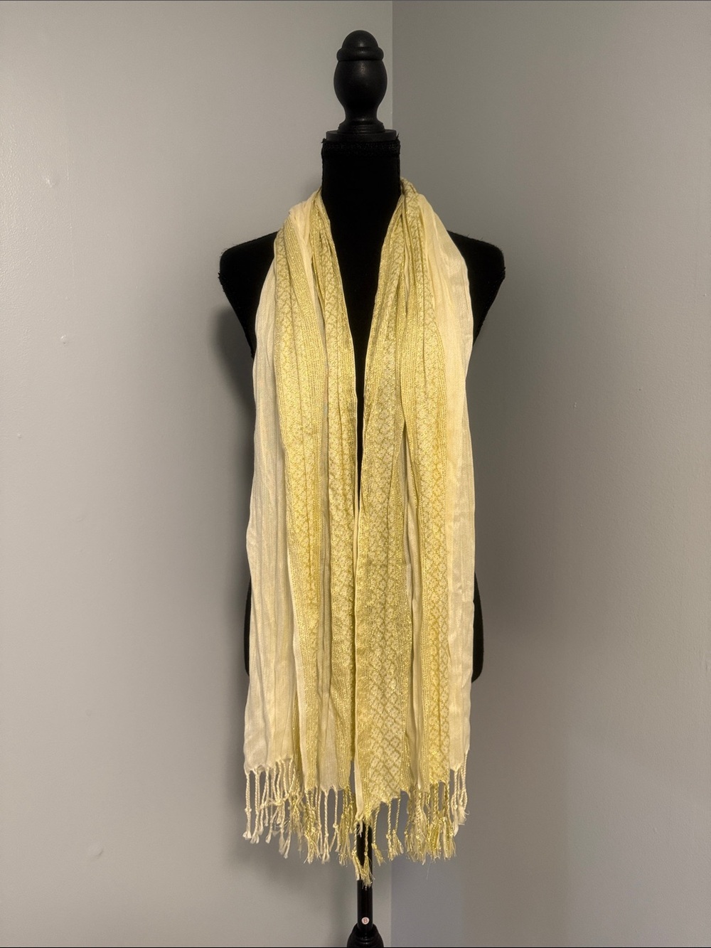 Light Yellow Women's Fringe Scarf - Unbranded